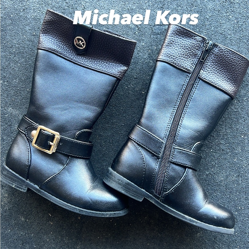 Michael Kors toddler Black and brown with silver accents boots